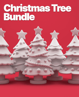 Christmas Tree Bundle – 5 Stylized 3D Printable Holiday Trees 3d model