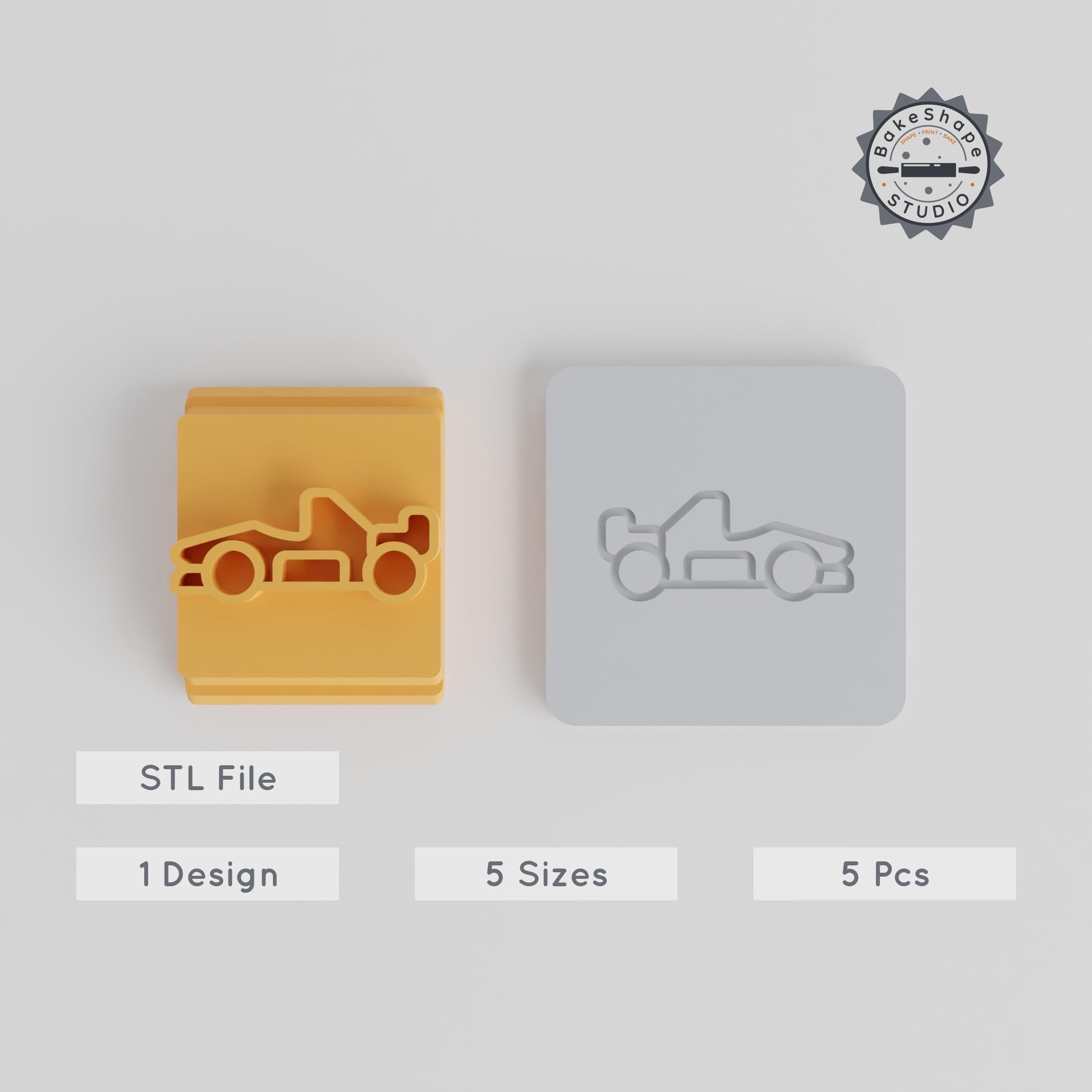 Formula One Car Stamp Tile Mold Set, Motif Sizes 20-40mm, Perfect for Clay, Cookies & Fondant PRODUCT_3323 3d model