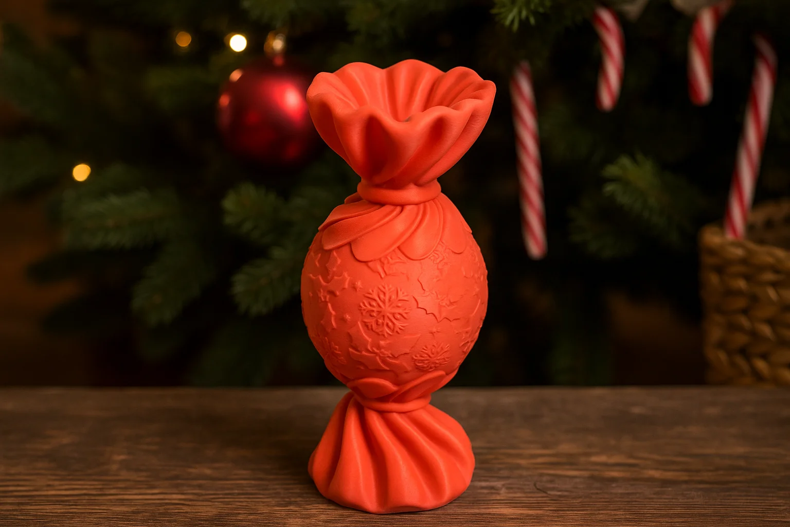 Christmas Candy Vase – Festive Decorative Holiday Vase in Candy Wrap Design 3d model