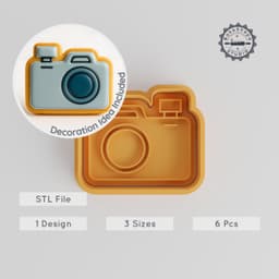 Camera Cookie Cutters & Stamps, Travel-Themed Baking Tool Set, Cookie & Fondant Designs, 3 Sizes Available PRODUCT_1953 3d model