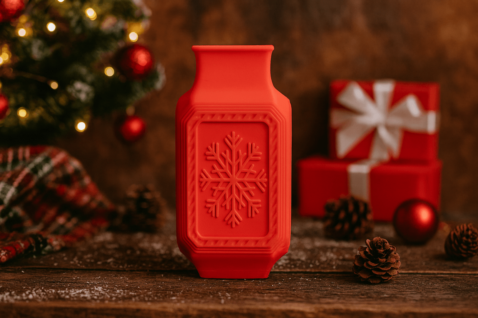 Winter Snowflake Vase - Festive Holiday Decor 3d model