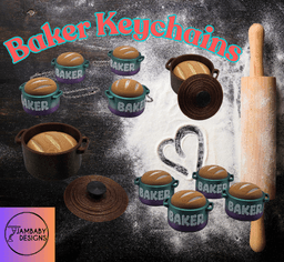 Baker Keychains- Bread in Dutch Oven 3d model