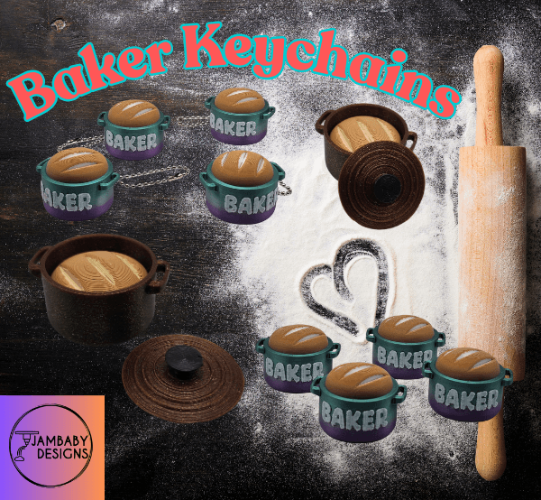 Baker Keychains- Bread in Dutch Oven 3d model