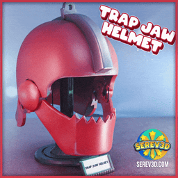 Masters of the Universe: Trap Jaw Helmet - Wearable Cosplay Prop with Movable Jaw & Display Stand - 3d model