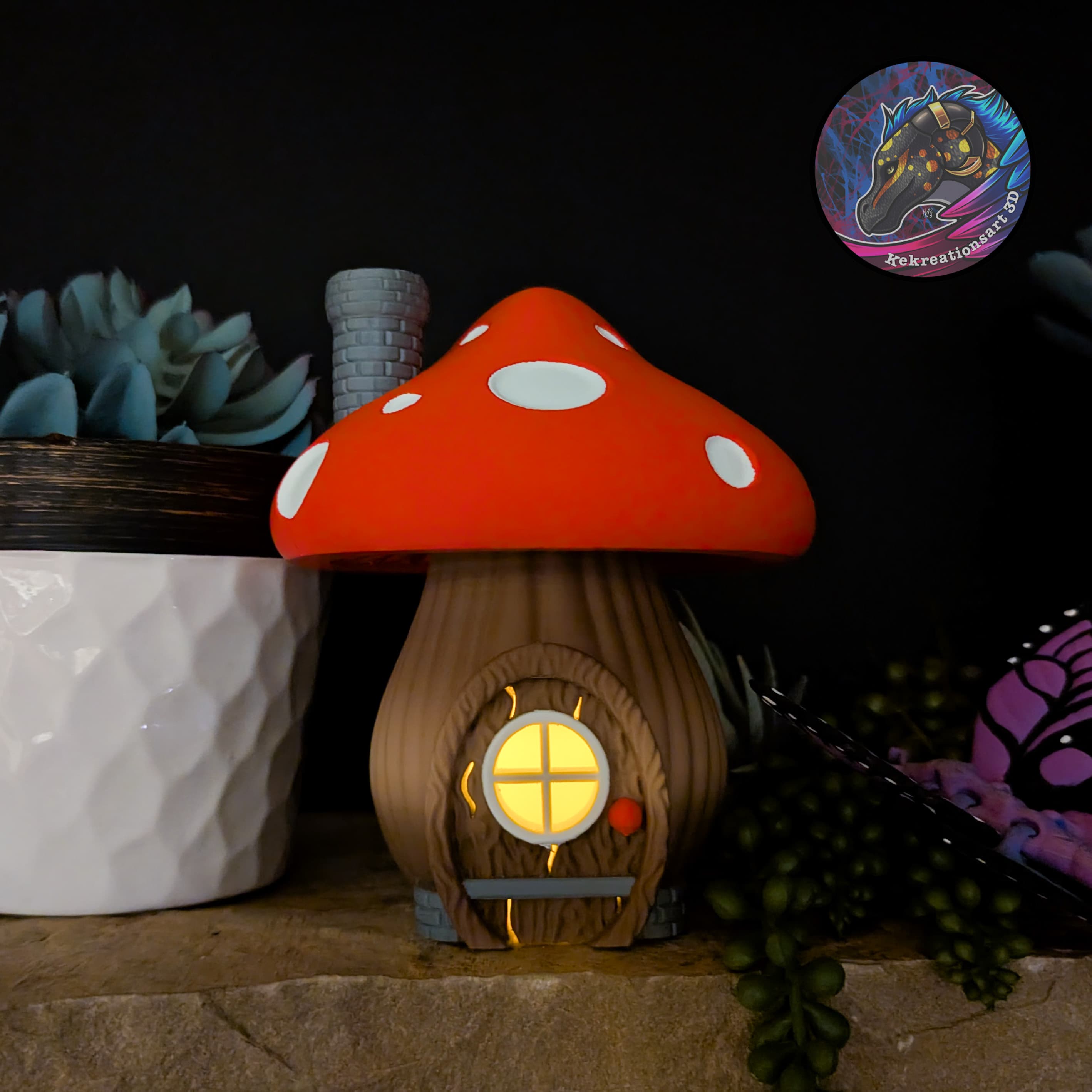 mushroom fairy house light + planter buddy 3d model