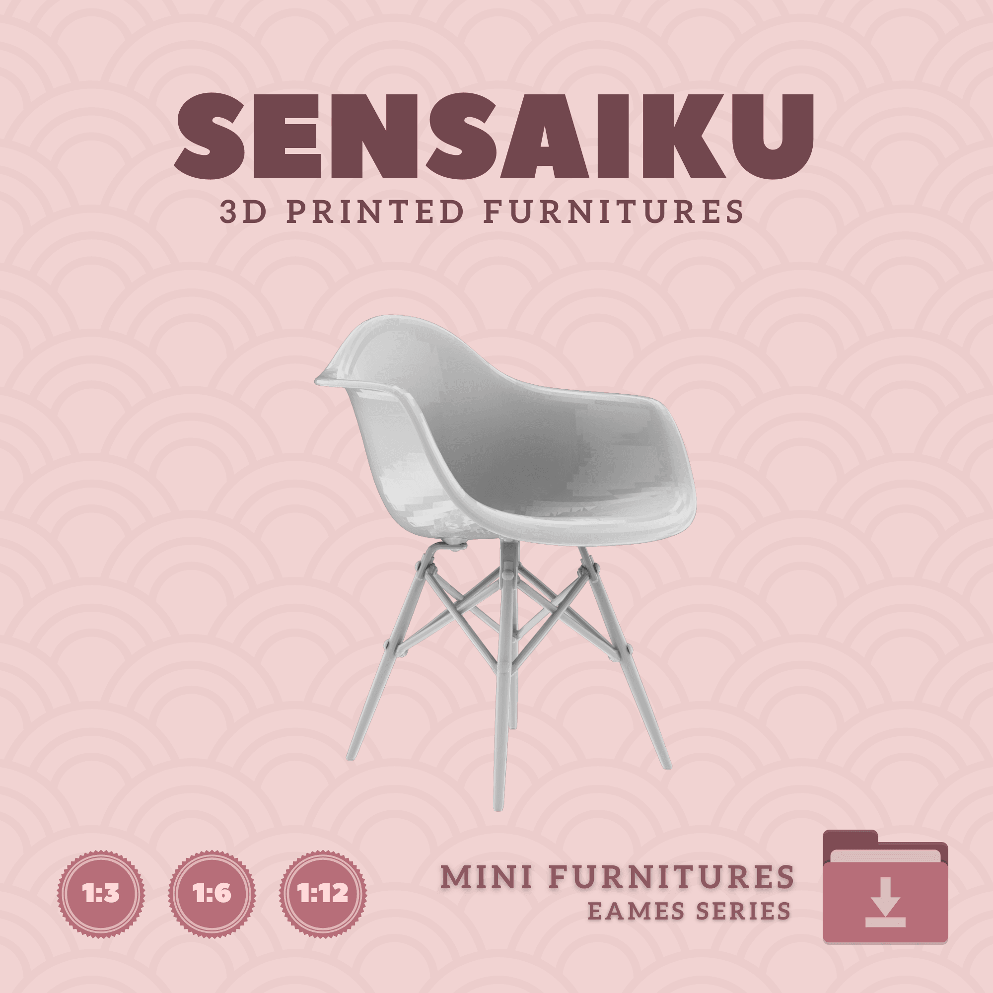 Miniature Replica Eames DAW Chair for Miniature Dollhouse - Vitra - 3D Print Instant Download 3d model