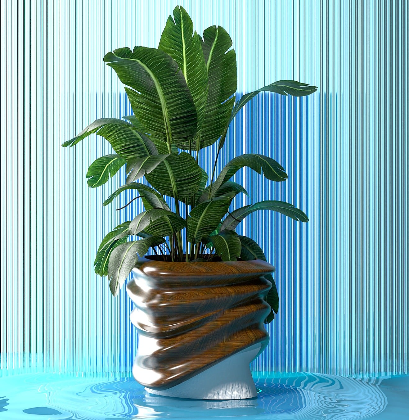 wave planter vase premium wave wood model 3d model