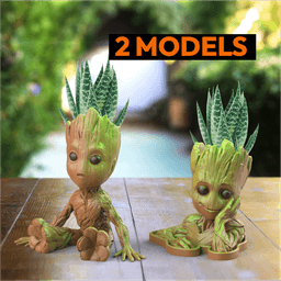 2 pcs. Baby Groot Flower Pot Set, Vase - Planter - Holder, Marvel Comics Model, 3D Vase Print Files 3d model