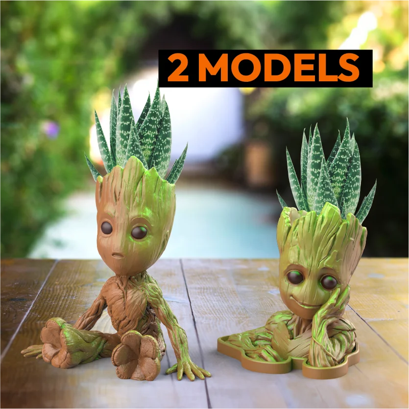 2 pcs. Baby Groot Flower Pot Set, Vase - Planter - Holder, Marvel Comics Model, 3D Vase Print Files 3d model