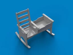 1:12 Scale Rocking Chair Crib STL File | Miniature Dollhouse Baby Crib | Nursery Furniture 3d model