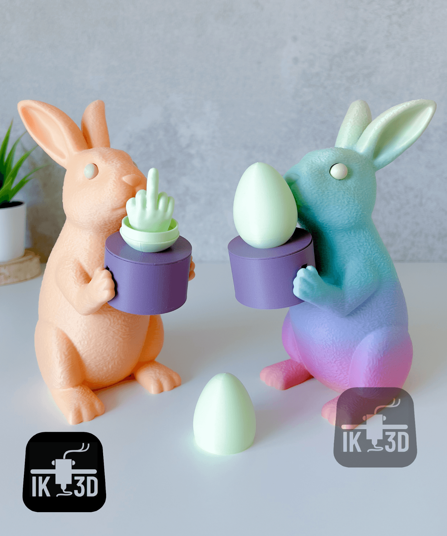Bunny With Egg Candle Holder / Multiparts & Multicolor 3d model