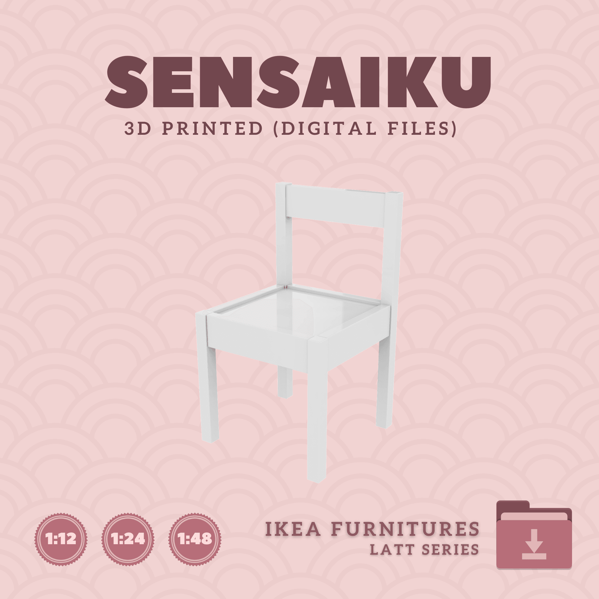 Miniature Replica 02. LATT Childrens Chair for Miniature Dollhouse - IKEA - 3D Print Instant Downloa 3d model