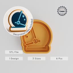Astronaut Helmet Cookie Cutter & Stamp Set, Space & Cosmic Theme, Fondant, 3 Sizes S/M/L, 6-Piece Pack PRODUCT_171 3d model