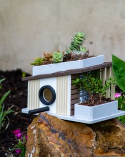 Birdhouse 002 - Mid-Century Modern Birdhouse & Succulent Planter 3d model