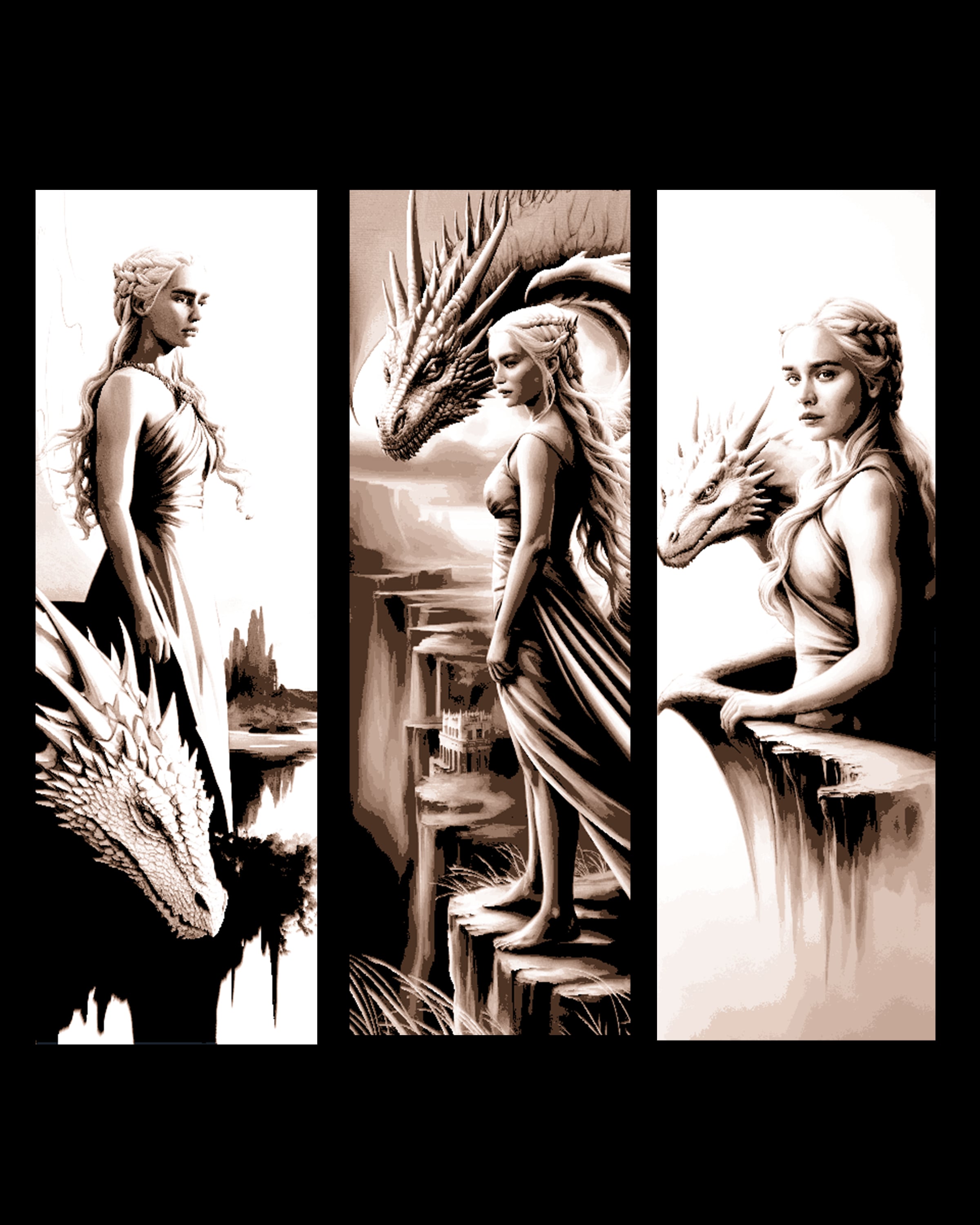 The Dragon Queen and her Minion Dragon - Set of bookmarks 3d model