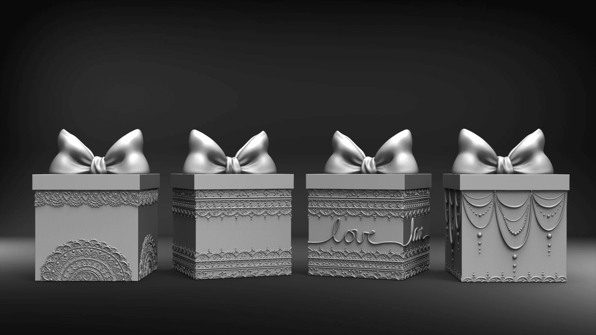 Drape Pearls Gift Box 3d model