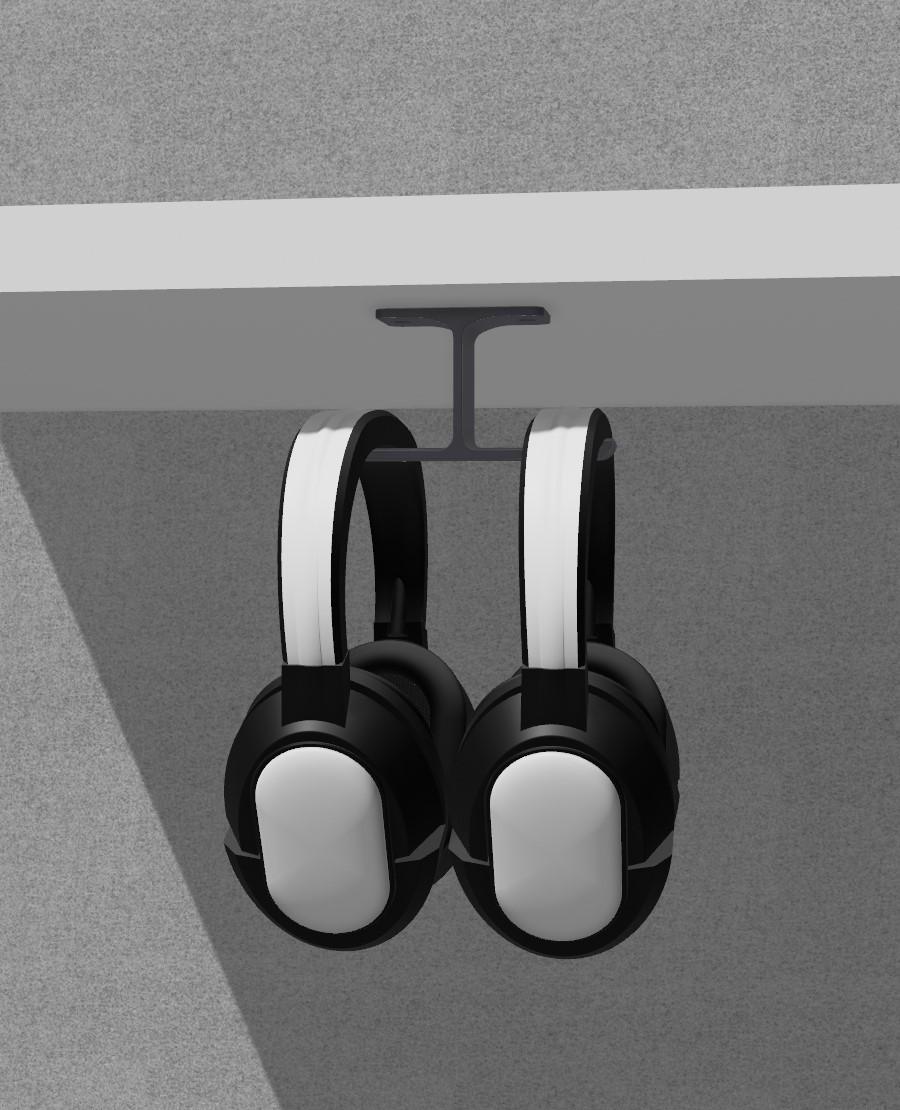 2 Headphone Hanger Under Desk 3d model