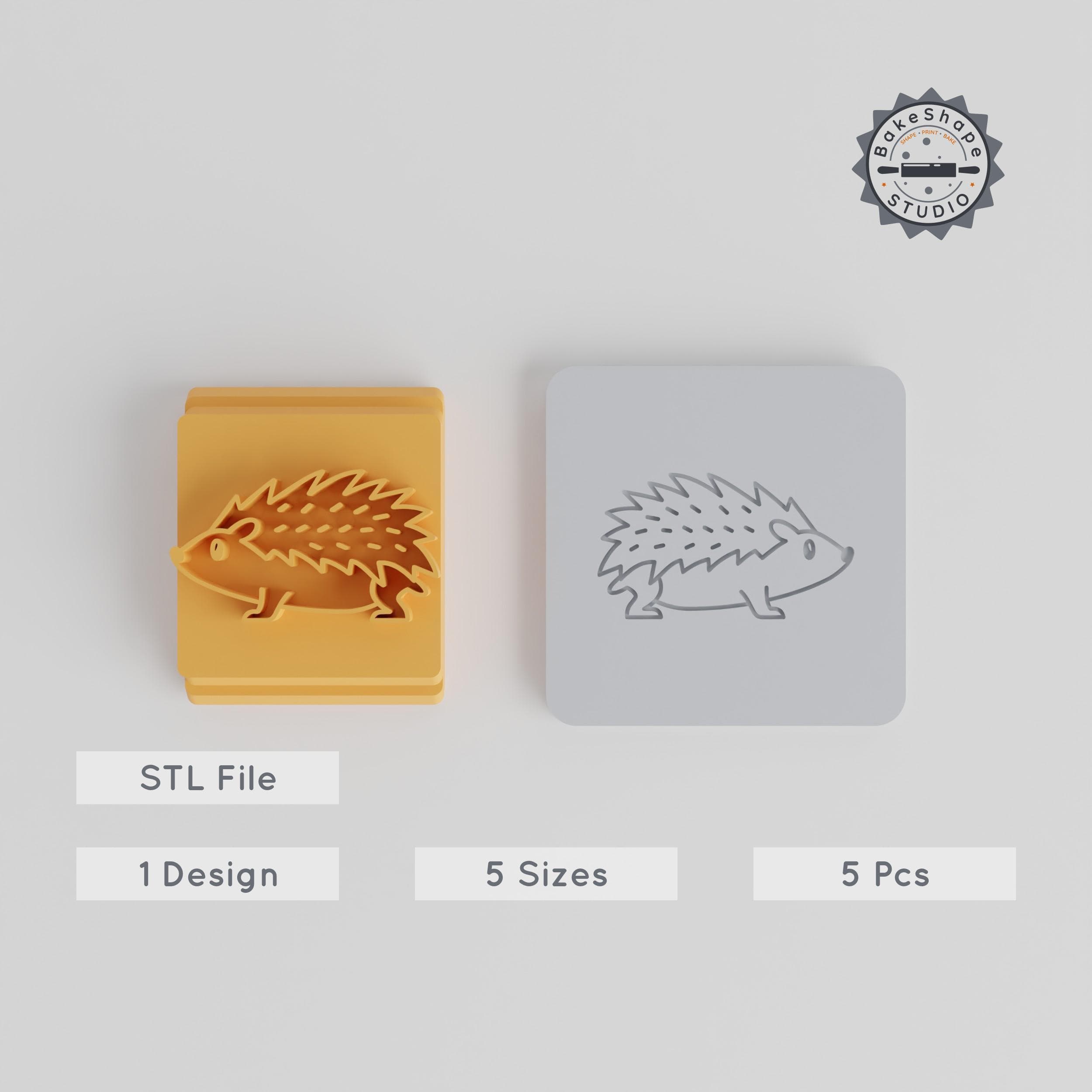 Hedgehog Stamp Tile, 5 Size Set, 20-40mm, Clay & Cookie Fondant Motif, Cute Animal Design Collection PRODUCT_5610 3d model