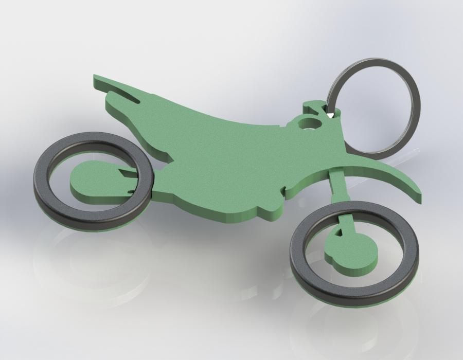  Motocross Keychain with tires 3d model