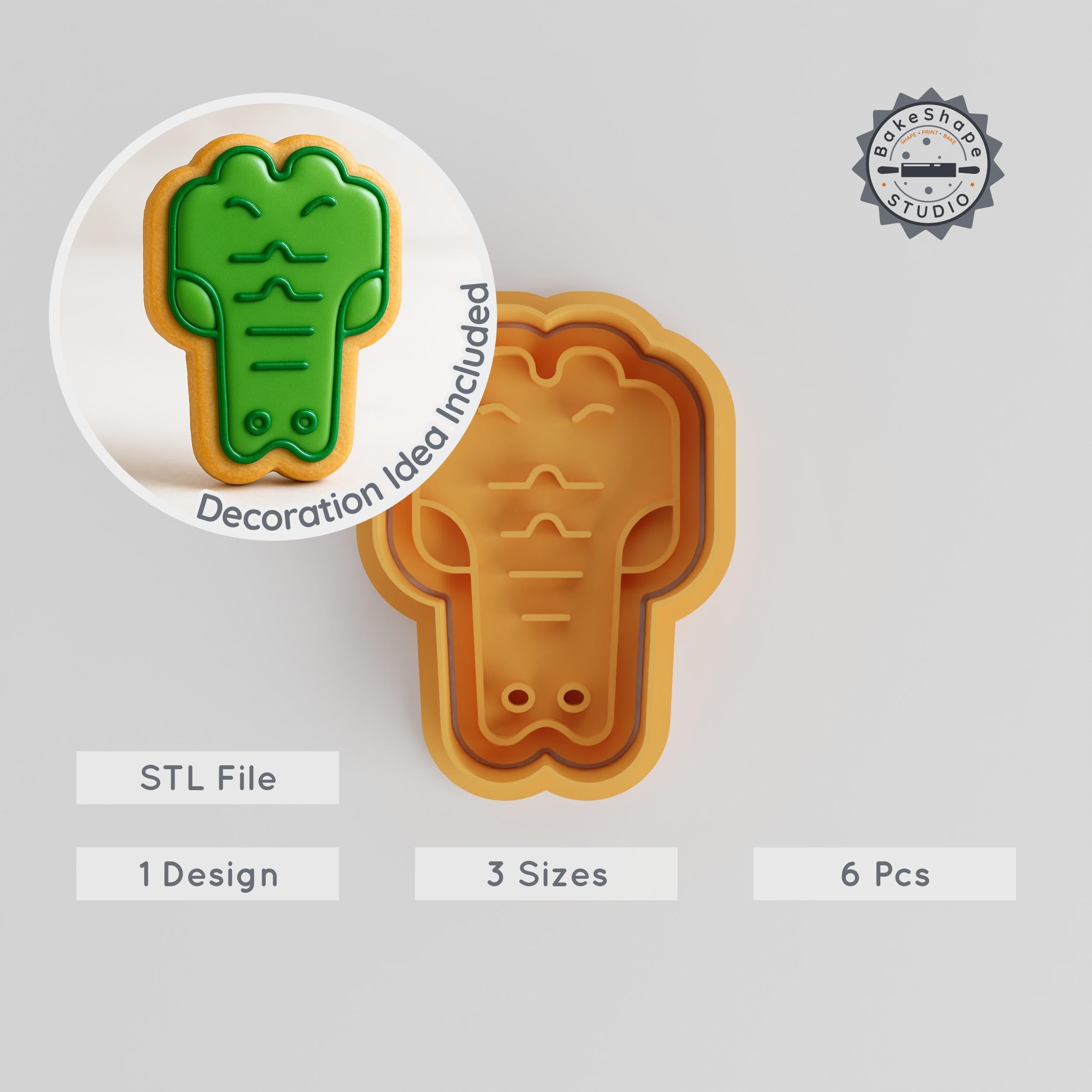 Crocodile Shape Cutter & Stamp Set, Reptile Cookie & Fondant Tool, 3 Sizes, 6 Pieces, Perfect for Baking & Decorating PRODUCT_1276 3d model