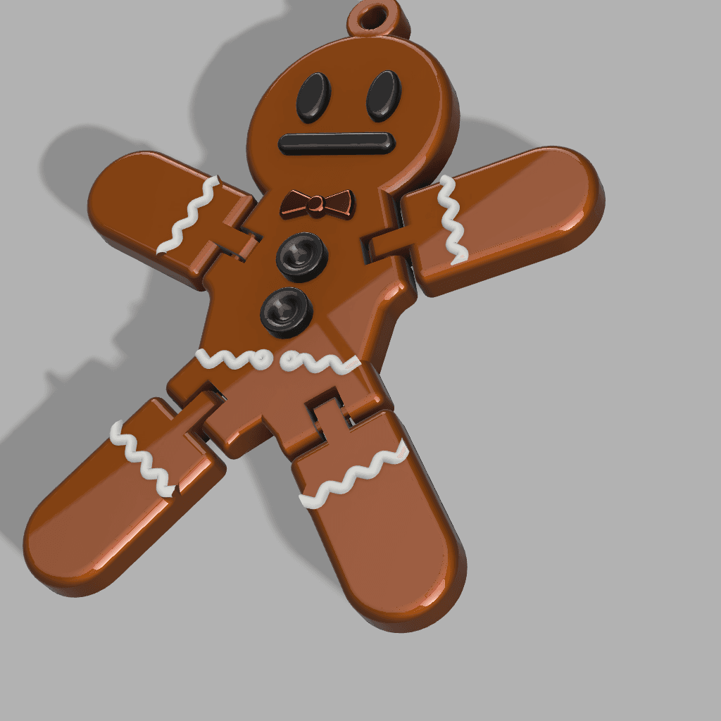 ARTICULATED, GINGERBREAD, MAN, PRINT IN PLACE, CHRISTMAS, ORNAMENT, "MEH" 3d model