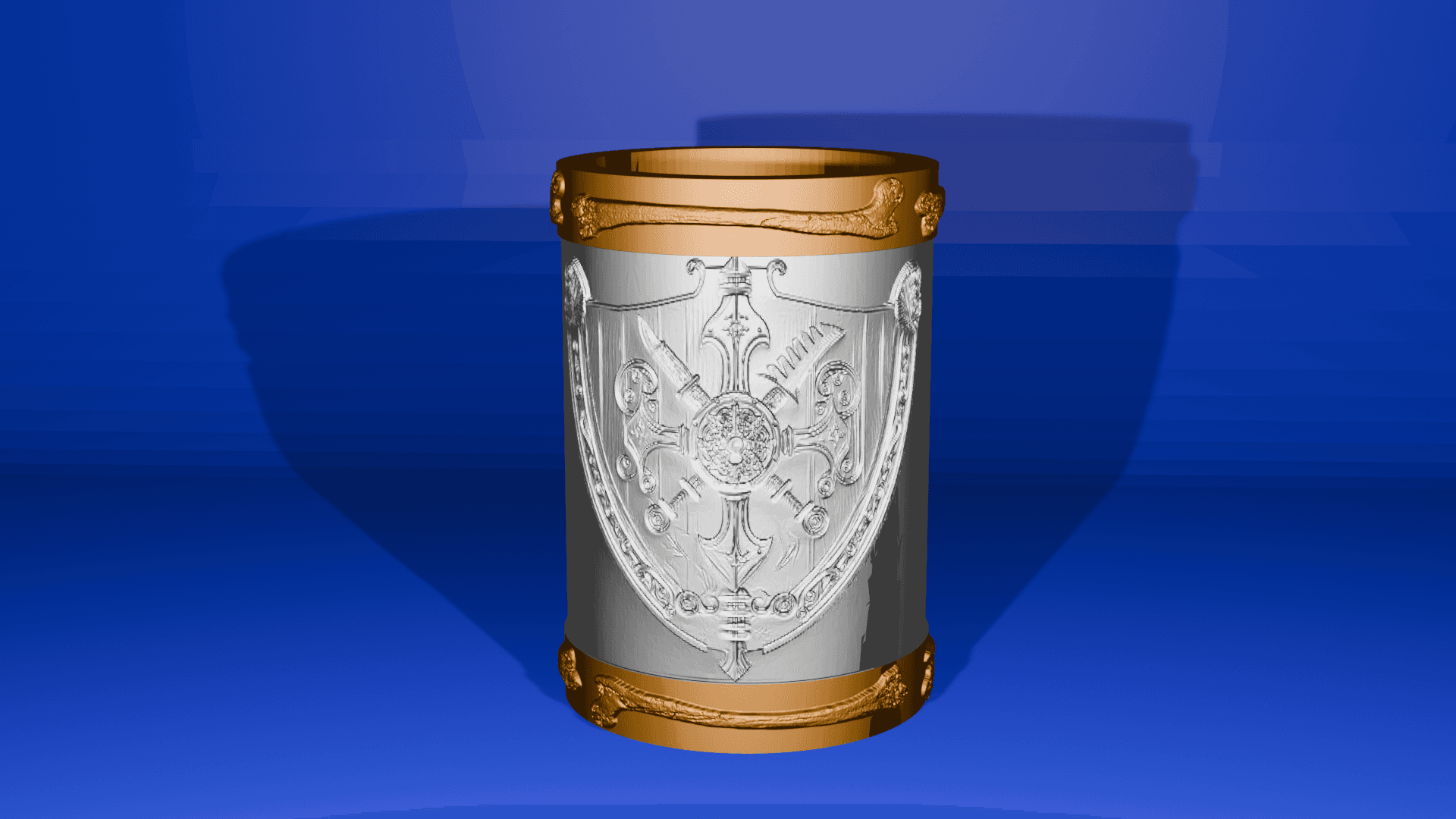 Shield and Bone Beer Can Holder 3d model