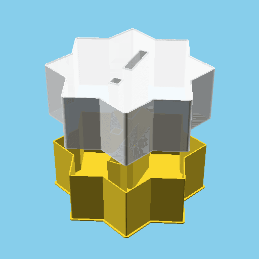 Pointy disc with an exclamation mark, nestable box (v1) 3d model