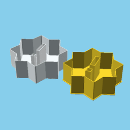 Pointy disc with an exclamation mark, nestable box (v1) 3d model