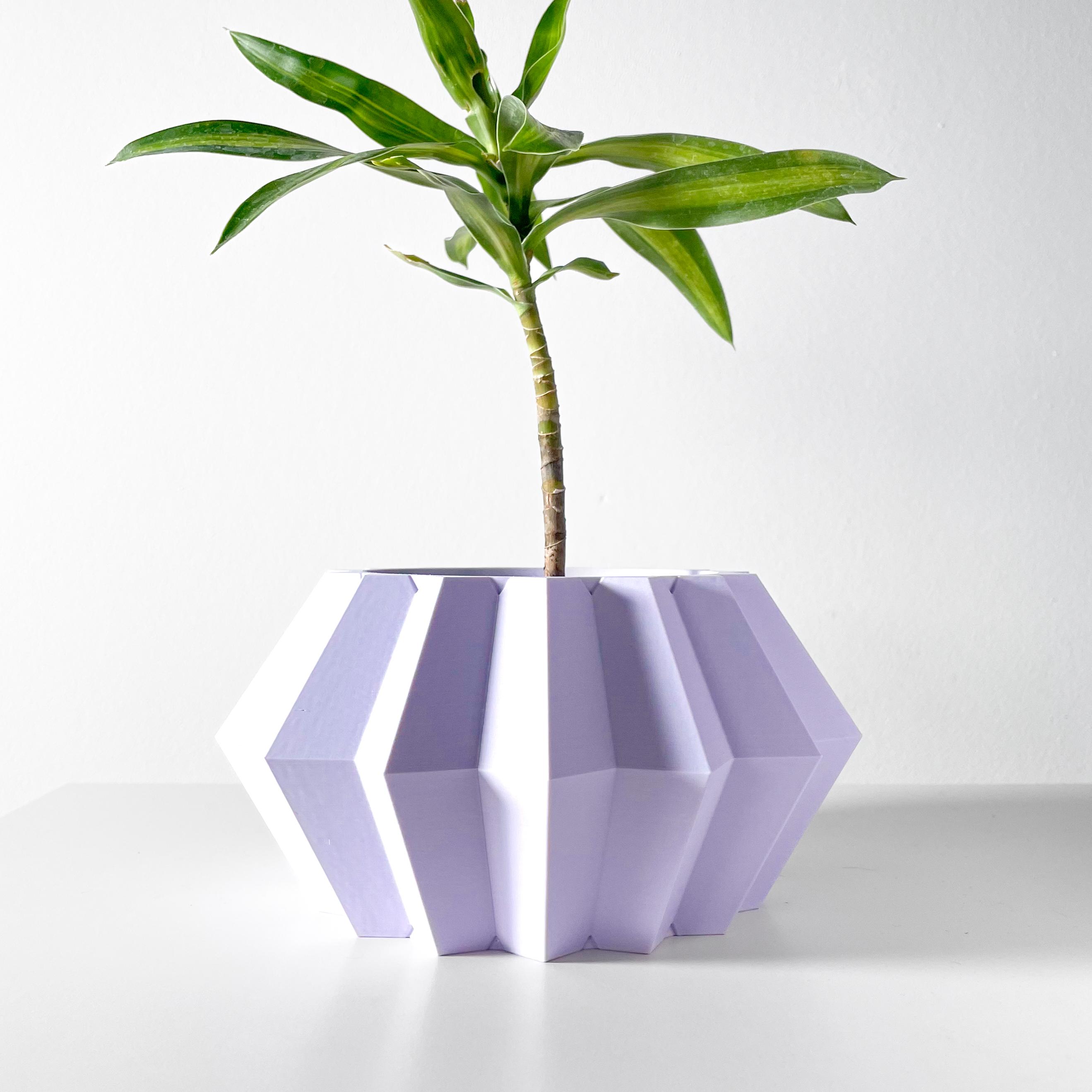 The Jun Planter Pot with Drainage Tray & Stand: Modern and Unique Home Decor for Plants 3d model