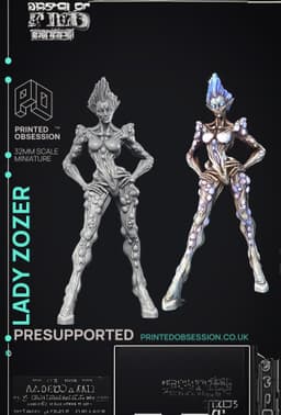 Lady Zozer - Undead Queen - PRESUPPORTED - Illustrated and Stats - 32mm scale 3d model