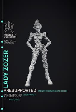 Lady Zozer - Undead Queen - PRESUPPORTED - Illustrated and Stats - 32mm scale 3d model