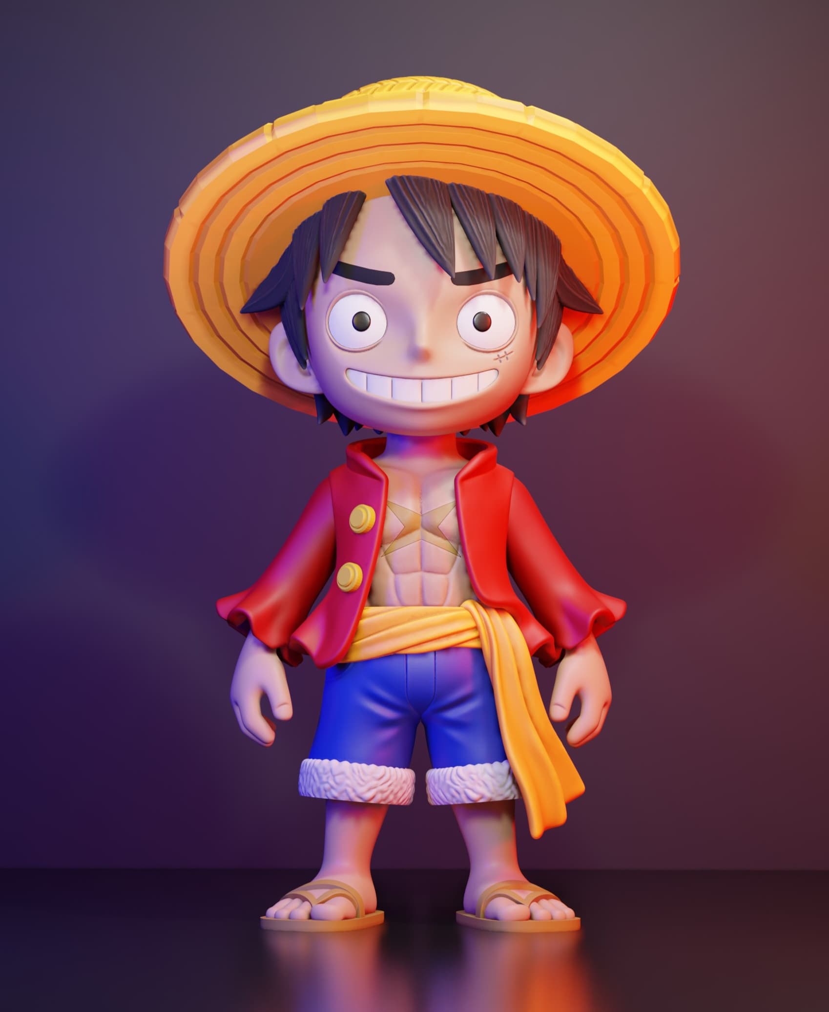 Luffy Chibi Figure - Multiparts 3d model