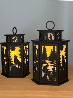 Bear and Wolf Lantern Lamp Decoration Tea Light Candle Holder Home Decor Lamp 3d model
