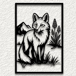 framed fox wall art mountain wildlife home decor 3d model