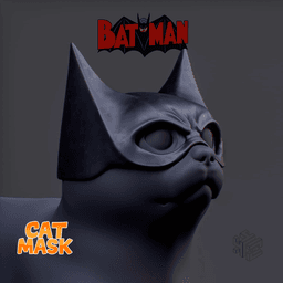 FREE Batcat Mask – Funny Batman-Inspired Cat Mask (3D Printable STL) 3d model