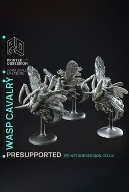 Wasp Calvary - Not The Bees - PRESUPPORTED - Illustrated and Stats - 32mm scale 3d model