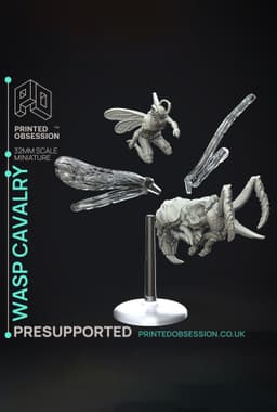 Wasp Calvary - Not The Bees - PRESUPPORTED - Illustrated and Stats - 32mm scale 3d model