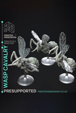 Wasp Calvary - Not The Bees - PRESUPPORTED - Illustrated and Stats - 32mm scale 3d model