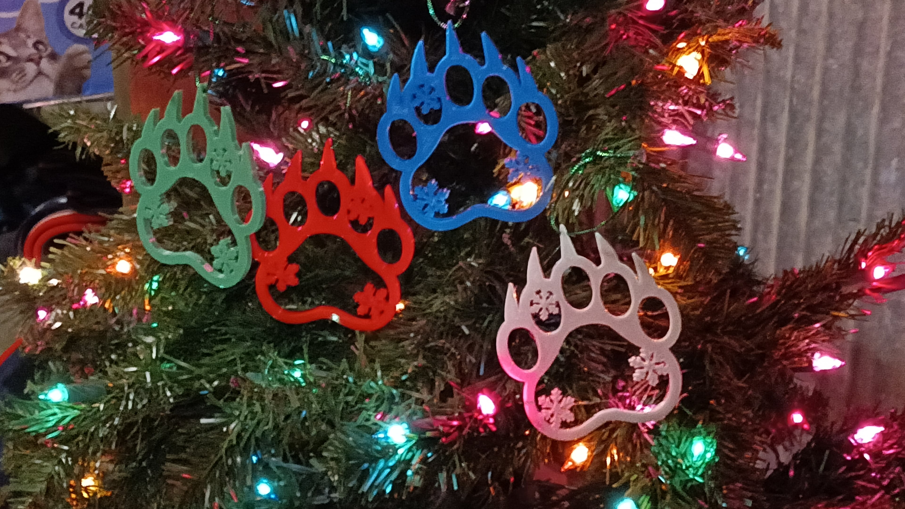 Bear Paw Print Christmas Tree Ornaments XMAS 3d model