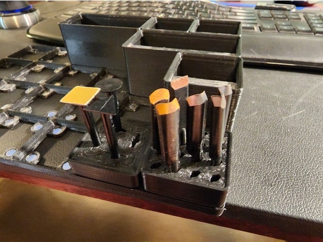 Gridfinity Microlux chisel tip and sander head storage modules 3d model