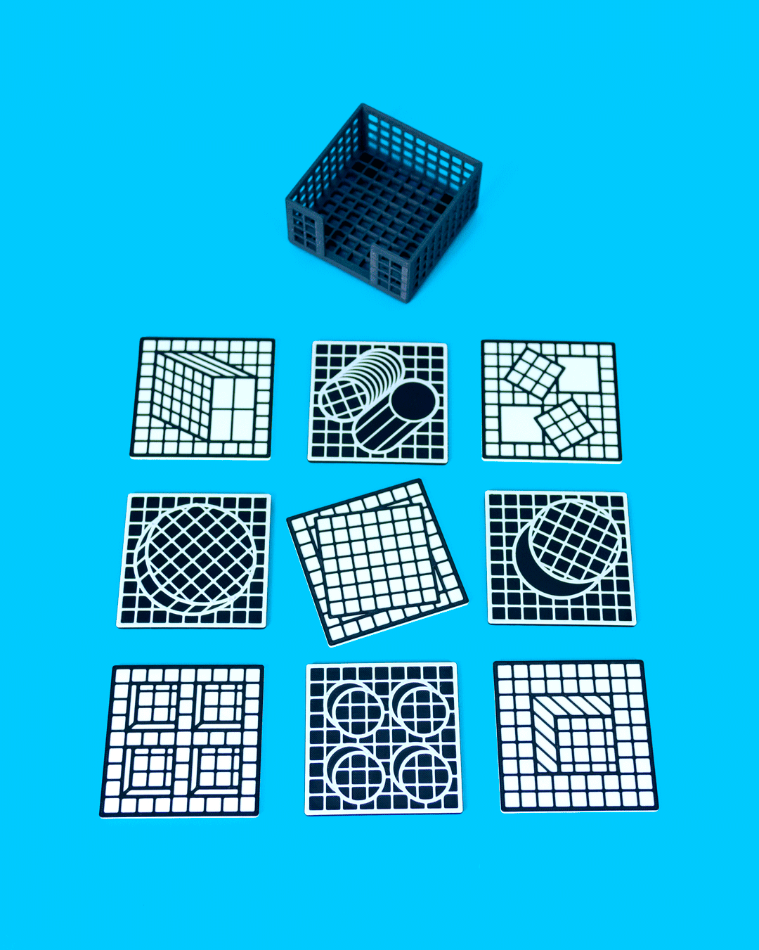 Shifted Pixels // Art Coaster Set, Illusion Tiles 3d model