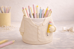 Teacher Pen Holder STL File – 3D Printable Desk Organizer – Cute Classroom Decor – Teacher Gift 3d model