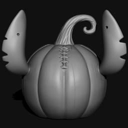 Stitch Carved Pumpkin and Candy Bowl 3d model