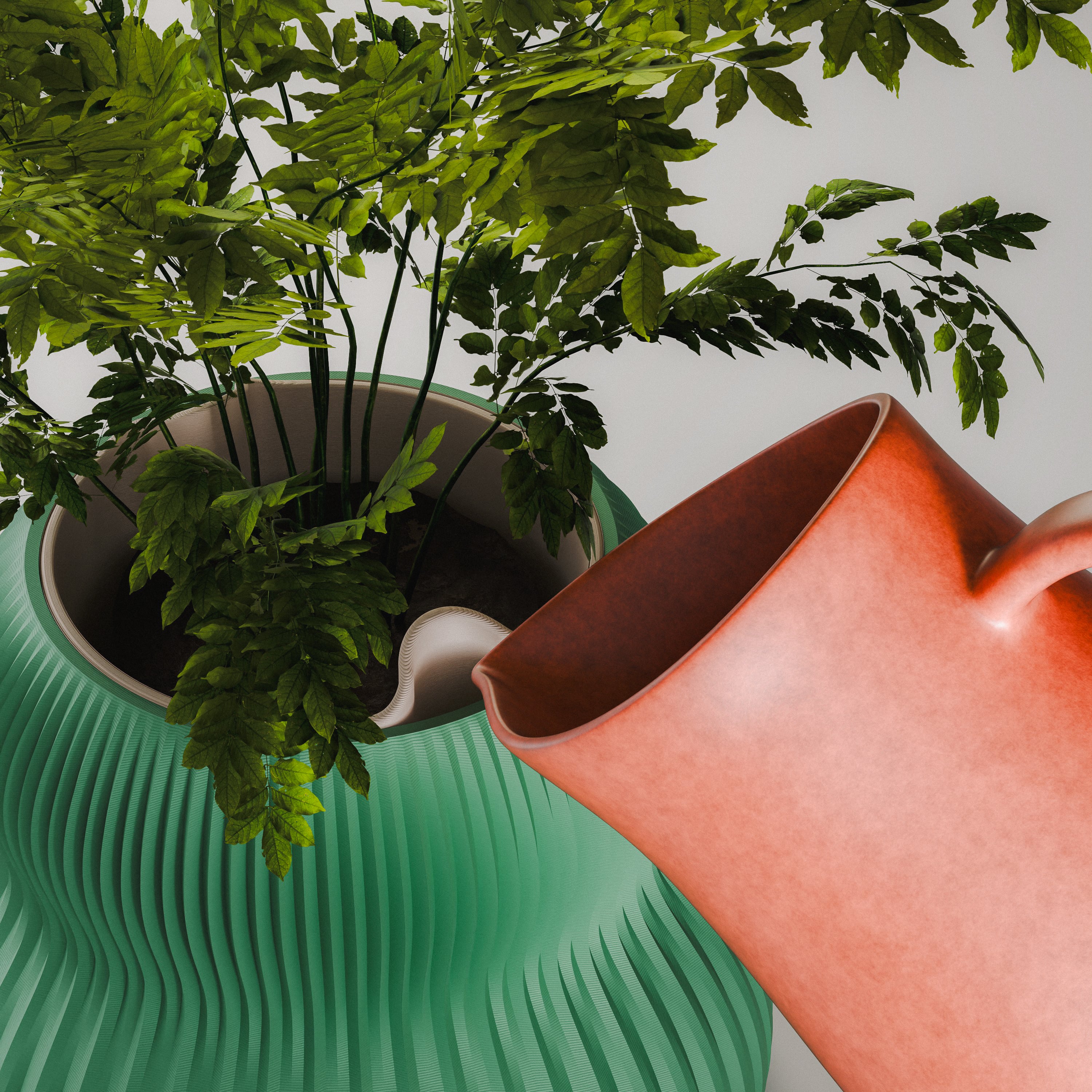 Hikari Planters | Modular Self-Watering Planter Set 3d model
