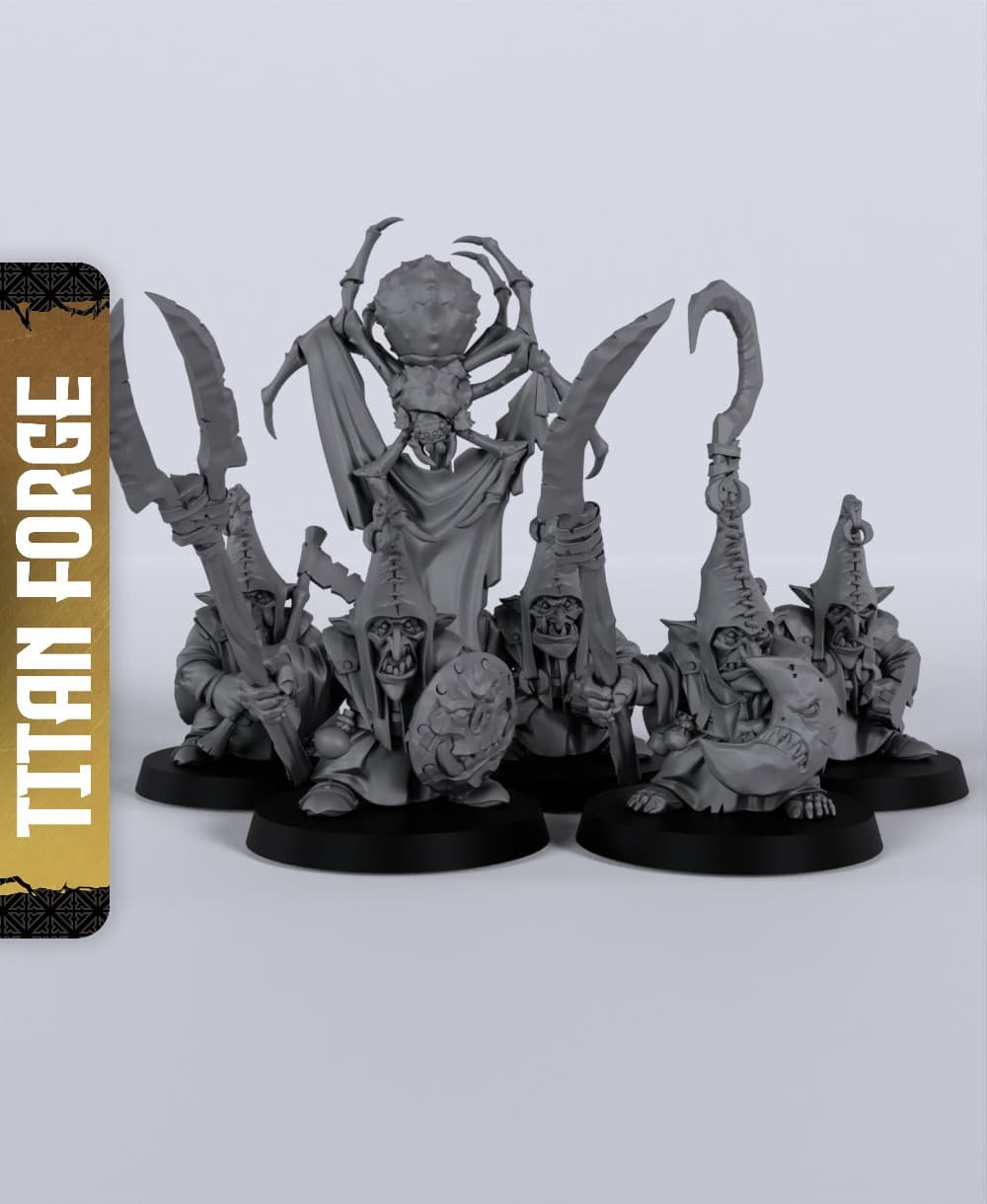 Dusk Goblin Spearmen - With Free Dragon - 5e DnD Inspired for RPG and Wargamers 3d model