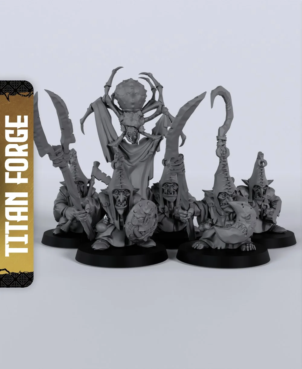Dusk Goblin Spearmen - With Free Dragon - 5e DnD Inspired for RPG and Wargamers 3d model