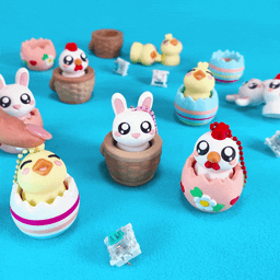 Easter Clicker Egg Pack - Chick, Chicken, Bunny (Keychain & Desk Top) 3d model