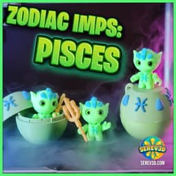 Pisces Flexi Imp - Zodiac Imp Collection Part 3 - Keychain & Straw Buddy, No Supports 3D Print STL/3 3d model