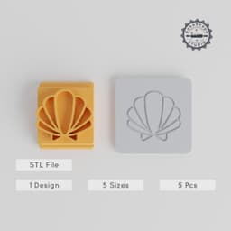Sea Shell Stamp Tile Pack, 5 Motif Sizes 20-40mm, Perfect for Clay, Cookies & Fondant PRODUCT_1665 3d model