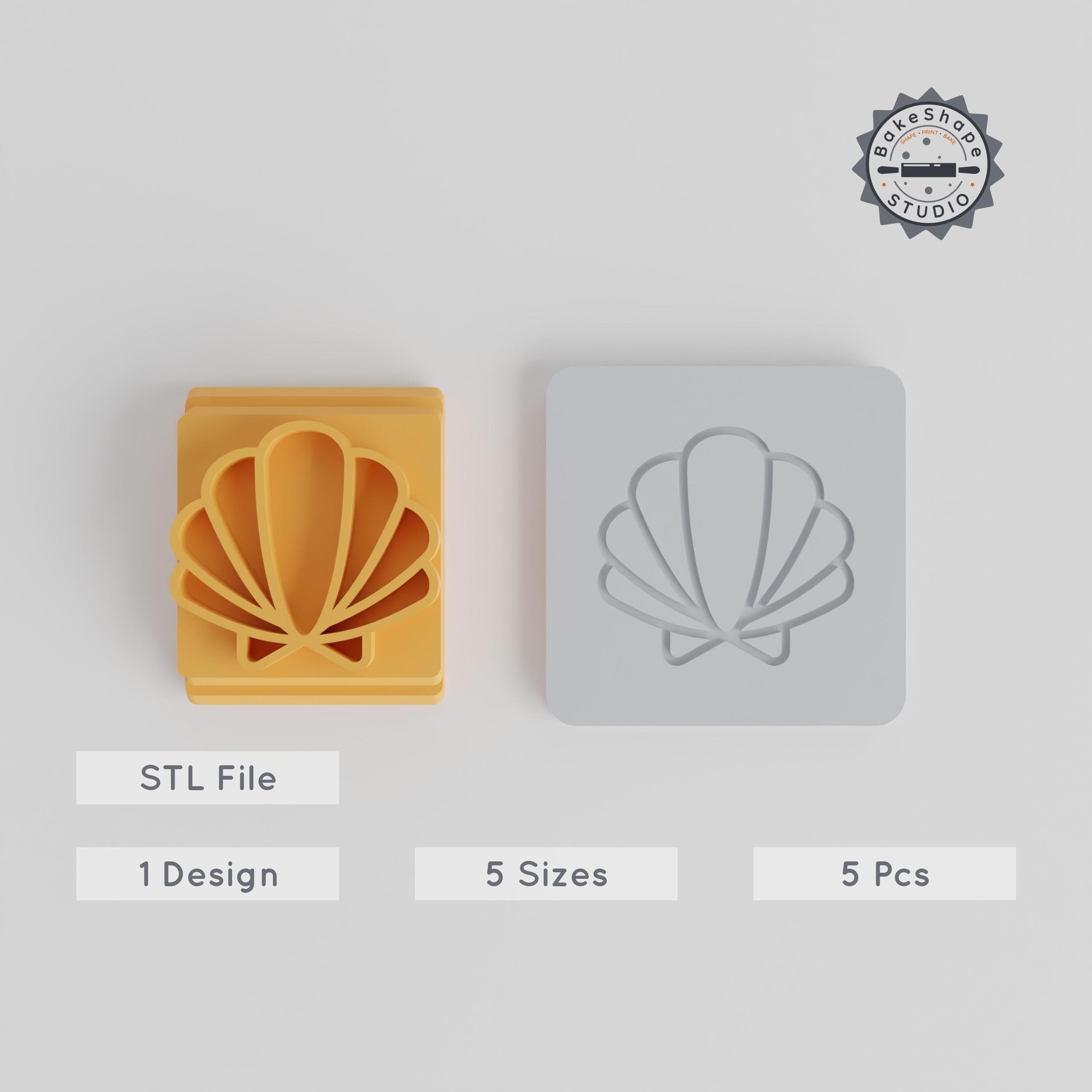 Sea Shell Stamp Tile Pack, 5 Motif Sizes 20-40mm, Perfect for Clay, Cookies & Fondant PRODUCT_1665 3d model